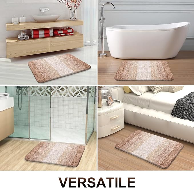 OLANLY Bathroom Runner Rugs Mat 47x24, Extra Soft Absorbent Microfiber Bath Rugs, Rubber Backing, Quick Dry, Washable Long Bath Mats for Bathroom Floor, Tub and Shower, Home Decor Accessories, Beige