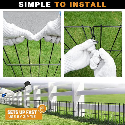 32 Panels Animal Barrier Fence, 32ft(L) X 13inch(H) No Dig Rabbit Fences, Dog Digging Defense Ground Bottom Blockers, Rustproof Metal Border for Garden Outdoor Patio Landscaping