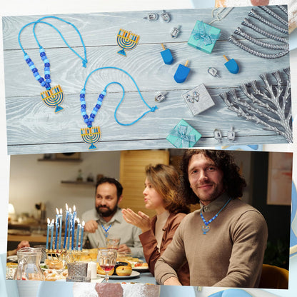 Ecally 24 Sets Hanukkah Craft Kits Hanukkah Menorah Bead Necklace Craft Make Your Own Chanukah Necklace for Jewish Gifts Festival Activities Home DIY Party Decorations