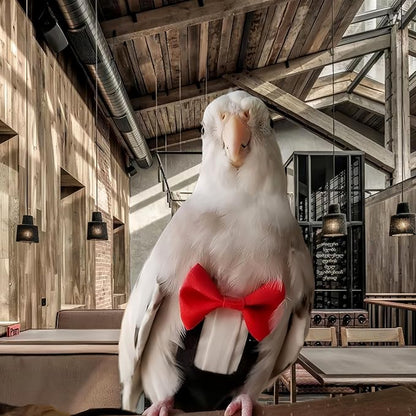 Bird Harness Leather Set Tuxedo Flight Suits with Nappy Diapers Waterproof Inner Layer Urine Wet for Parrot Cockatiel Conure Parakeet Macaw Budgie (XXL)
