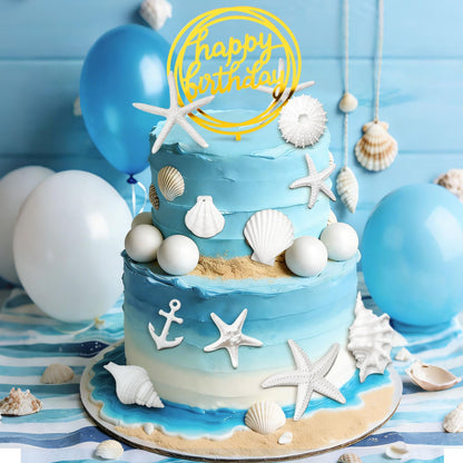 Ocean Beach Cake Topper Under the Sea Birthday Party Decorations Seashell Starfish Cake Decorations Summer Beach Party Supplies