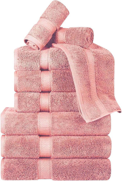 Superior Egyptian Cotton Pile 9 Piece Towel Set, Includes 3 Bath, 3 Hand