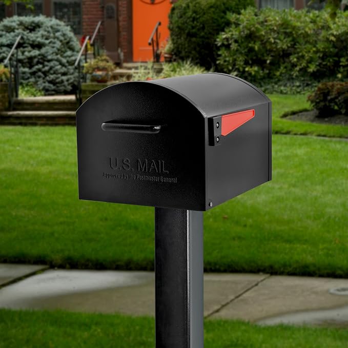 Mail Boss Orca XL Extra Large Steel Mailbox – USPS Approved T4 Rural Mailbox – Heavy-Duty Galvanized Steel, Powder-Coated, Non-Locking Design – Model #7306, Black