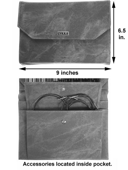 Lykke Driftwood 5 in. Complete Set US 4, 5, 6, 7, 8, 9, 10, 10.5, 11, 13, 15, 17 Interchangeable Circ. Knitting Needles for DK, Worsted, Super Chunky Yarn, Birch, 5 Cords, Grey DM Case, Project Bag
