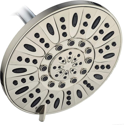 AquaDance BRUSHED NICKEL High Pressure 6-Setting 7" Rain Shower Head – Angle Adjustable, Anti-Clog Showerhead Jets, Tool-Free Installation - USA Standard Certified - Top U.S. Brand