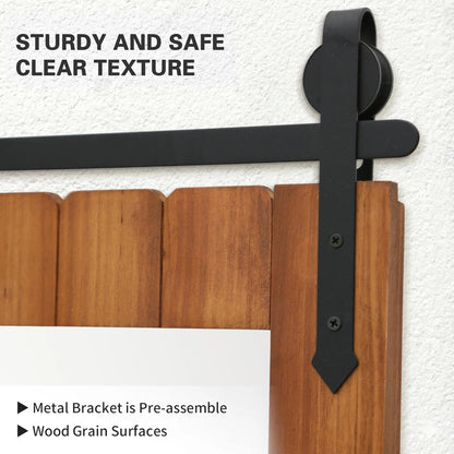 Besdomus Rustic Bathroom Farmhouse Mirror: 22"x30" Brown Western Barn Door Solid Cedar Wood Frame Vanity Mirror - Wall Mounted for Bathroom/Hallway/Living Room - Rustic Decor for Fashion-Conscious