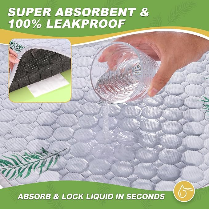 WanpeeGoo Washable Pee Pads for Dogs, 1Pack Reusable Puppy Pads, Super Absorbent & Leakproof Dog Pads, Anti-Slip Dog Pee Pads for Puppy Training & Incontinence, Leaf Pattern 72"x72"