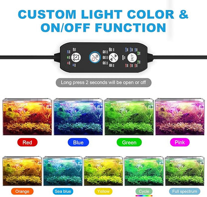 SEAOURA 24/7 Mode Led Aquarium Light for Plants Growth-Full Spectrum Fish Tank Light with Timer, Auto On/Off, 7 Colors, Adjustable Brightness, for 12 to 18 Inch Freshwater Tank