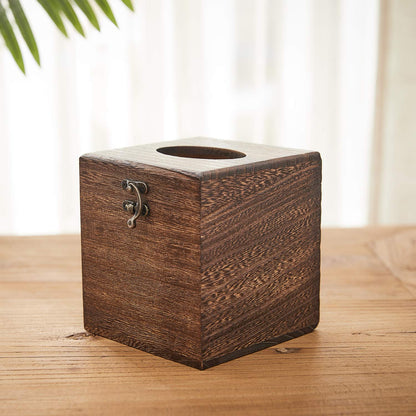 SINOBEST Wood Tissue Box Cover Decorative Square Facial Tissue Holder Napkin for Bathroom and Home Decoration