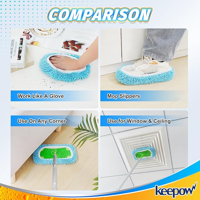 KEEPOW Reusable Dry Sweeping Cloths Microfiber Wet Pads Compatible