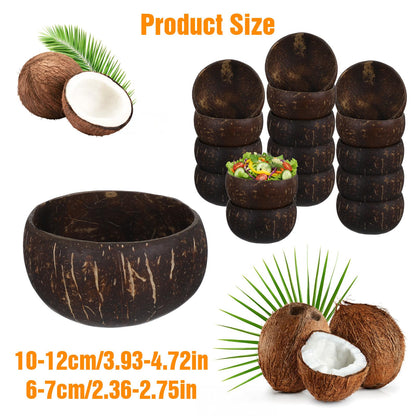PercyEffie 14 Pcs Coconut Shell Bowls, Polished Wooden Bowls Natural for Acai Salad and Vegan Gifts Vegan Gifts Kitchen Decor