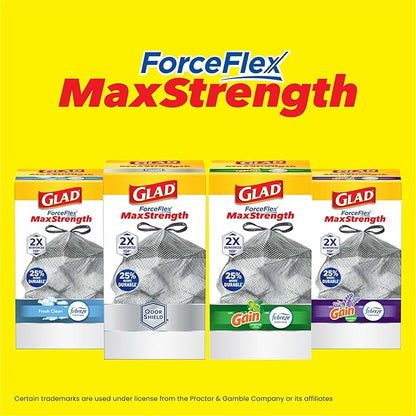Glad ForceFlex MaxStrength Kitchen Trash Bags, 20 Gal, Fresh Clean Febreze