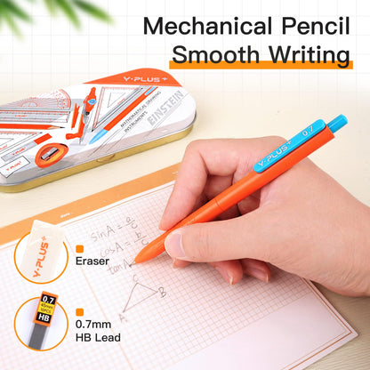 Geometry Set for Students, Compass Drawing Tool with Metal Case, Math Protractor for Kids with Protractor, Rulers, Metal Compass, Mechanical Pencil - 12 Pcs, Back to School Supplies for Students