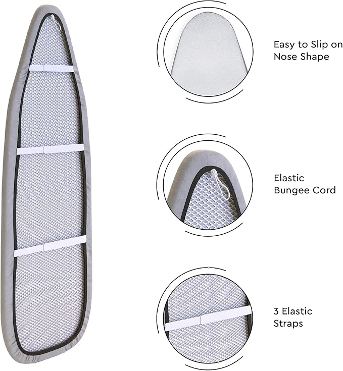 Encasa XO Ironing Board Cover And Pad 42"x14" - 4mm Felt & 2mm foam Metallized