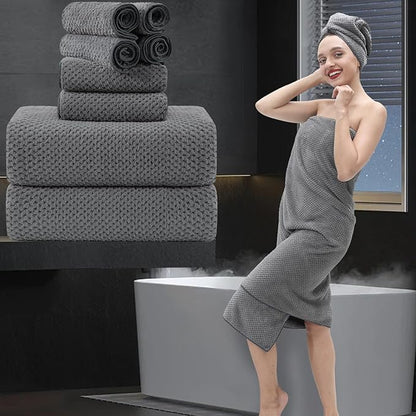 8 Piece Bathroom Towel Set Dark Gray |2 Oversized Large Bath Towels Sheet