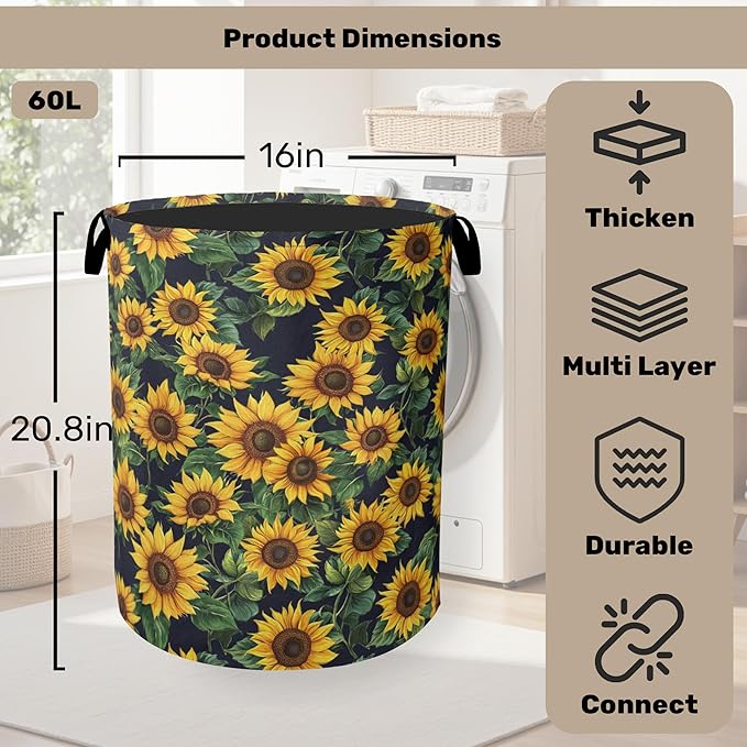 Sunflower Laundry Basket with Handles
