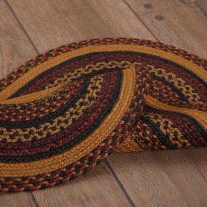 VHC Brands Heritage Farms Primitive Star and Pip Jute Yellow Stenciled Accent Rug Oval w/Pad 20"x30"
