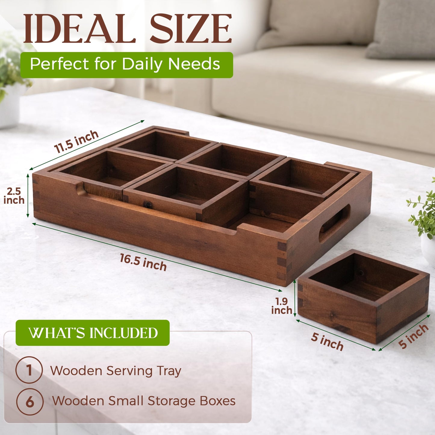 Set7 Wood Serving Tray with Handles – Large Rectangular Breakfast & Ottoman Tray with Raised Edges, Serving Platter Snack Tray, Serving Tray with Food (7, Vintage Wood 2)