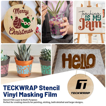 TECKWRAP Blue Stencil Vinyl - Blue Stencil Film for Craft Cutter - Removable Vinyl Stencil Paper - Easy to use, No Residue, Multi-Purpose (12” x 30FT)