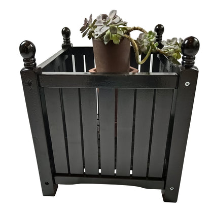 VeroFree Wooden Outdoor Square Planter Box – Black Elevated Flower Herb Pot for Porch, Patio, Deck Raised Container for Vegetables Plants (Black, 15.75x15.75x18.5 in)
