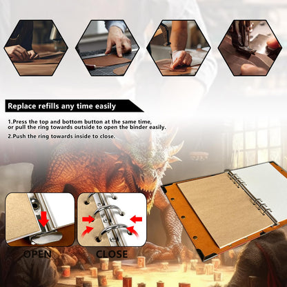DUROTAN DND Notebook Journal Refillable Binder A5 400 Pages for Dungeons and Dragons Accessories D&D Gifts,Writing Notebook Gift for Men&Women