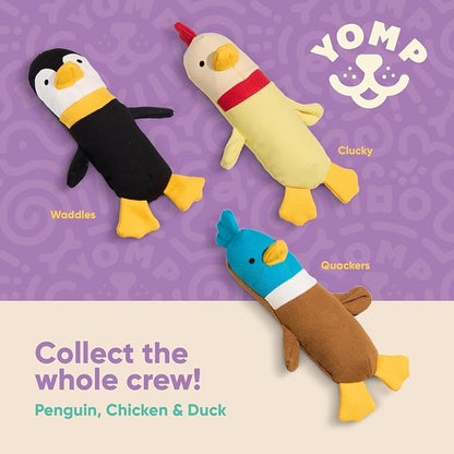 Yomp Penguin Dog Toy – Durable Stuffed, No Squeaker Dog Toys with Natural Canvas and Crinkle Paper – Interactive Stuffed Animal for Dogs (Waddles)