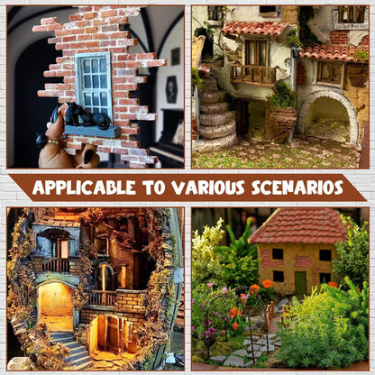 Warmtree 210 Pcs Mini Bricks for Landscaping Miniature Tiny Wall Bricks for Crafts Miniature House Kit Fairy Garden Accessories