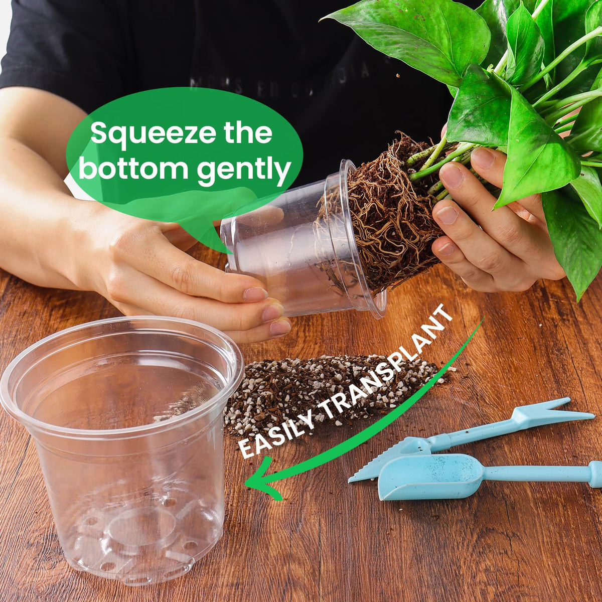 Bluepro 36 Packs 7/5/4/3.5 Inch Reinforced Clear Nursery Pots with Drainage Hole, Transparent Variety Pack Plastic Plant Pot Seedling Planter for Vegetable Propagation, Root Cutting, Seed Starting