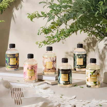 Cocorrína Reed Diffuser Refill Gardenia 10.14oz (300ml) with 8 Sticks - Premium Long-Lasting Floral Essential Oil, Home Fragrance for Bedroom, Bathroom Home Decor