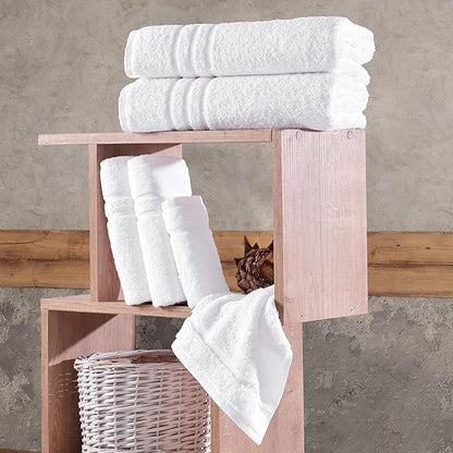 Hawmam Linen White 6 Piece Bath Towels Set
