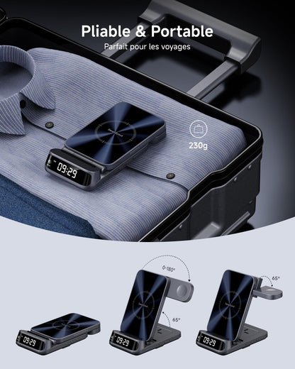 Wireless Charger for iPhone 17/16/15/14/13/12 Series, 3 in 1 Charging Station for Apple Watch 11/10/9/8/7/6, Ultra 3/2, for AirPods Pro 3/Pro 2/4/3, SwanScout 708A (NO Adapter)