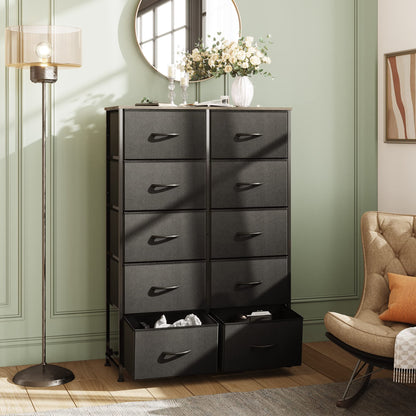 WLIVE Tall Dressers for Bedroom with 10 Drawers, Chest of Drawers, Dresser for Closet, Living Room, Hallway, Entryway, Black