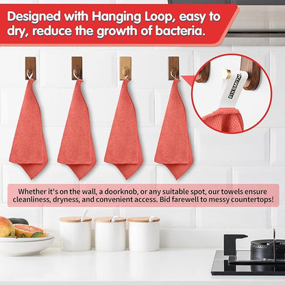 FIXSMITH Red Microfiber Cleaning Cloth -Pack of 8, Highly Absorbent Cleaning