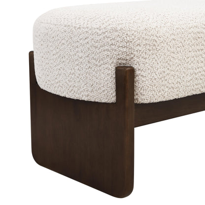 Christopher Knight Home Arden Minimalist Style Rectangular Loop Yarn Fabric Ottoman Bench, Rubberwood Frame, Entryway Bench, Living Room Sofa Extra Seat, End of Bed Footstool, Beige+Brown