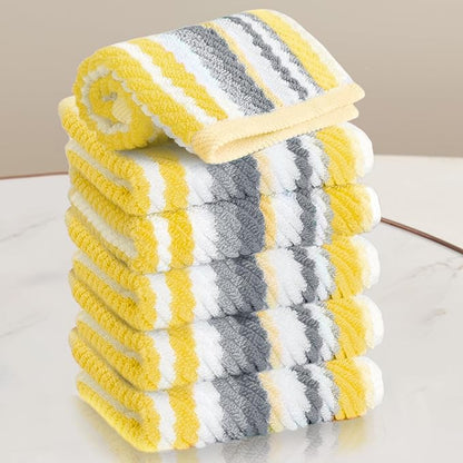 Yellow Striped Washcloths 6PC