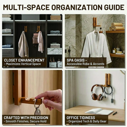 qacitxt 2 Pack Wall Mounted Drying Rack, Wooden Foldable Clothes Drying Rack for Bathroom, Laundry Room, and Closet, Space Saving Organizer