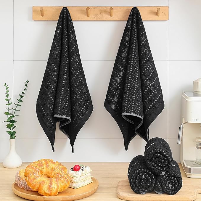 SALAS Kitchen Dish Towels, Bulk Cotton Kitchen Hand Towels, 390 GMS Plaid Dish