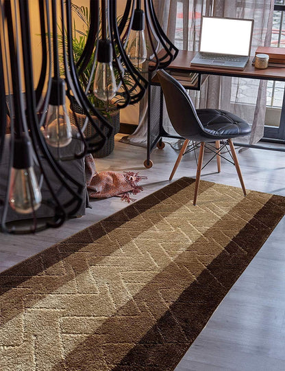 BestHomeCustom Hallway Runner Rug Brown-Beige Color 31 Inch Wide Custom Size Non-Slip Rubber Backing 7 Feet x 31 Inch