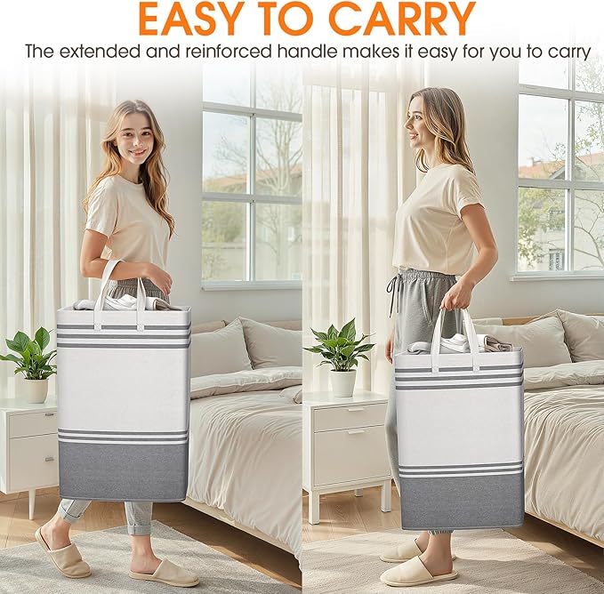 2 Pack Large Laundry Baskets, Laundry Hampers, Freestanding Waterproof
