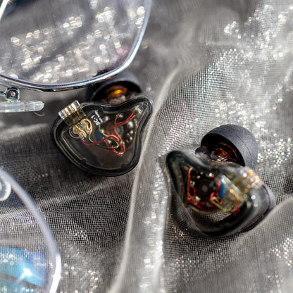 CCZ Yinyoo Melody in Ear Monitors Earphones Headphones Wired Earbuds without Microphone IEM HIFI Bass with 1DD 1BA, Ear fins, 4N OFC Cable for Musicians, Singer, on Stage, Studio (no mic, clear black)