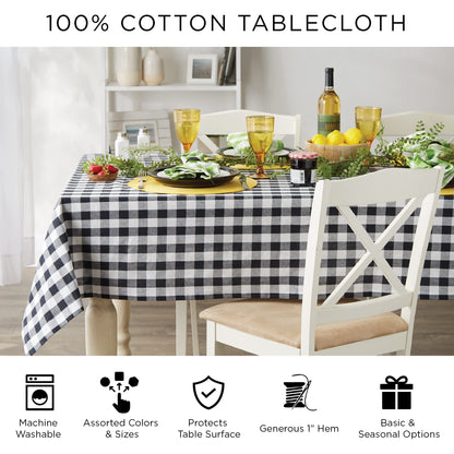 DII 100% Cotton, Machine Washable, Everyday Chambray Kitchen Tablecloth for Dinner Parties, Summer & Outdoor Picnics - 60x104 Seats 8 to 10 People, Chambray Natural