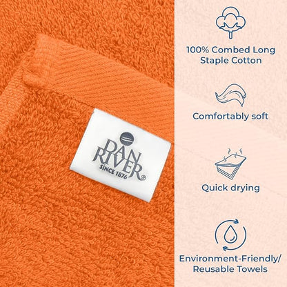 DAN RIVER Bath Towels Set of 4, 27 x 54 Inches, 100% Cotton, Larger & Lighter