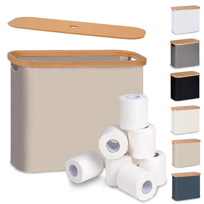 efluky Toilet Paper Basket with Lid, Toilet Paper Organizer for Bathroom, Free Standing Toilet Paper Holder with Storage, Brownbeige