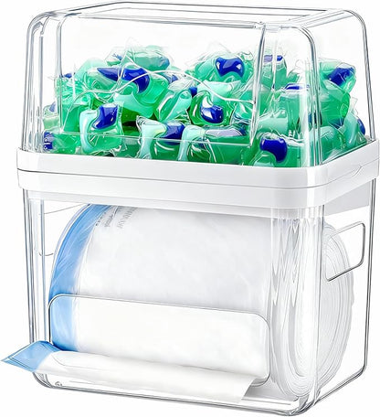 Trash Bag Dispenser Dishwasher Pod Organizer, 3 in 1 Grocery Garbage Bags