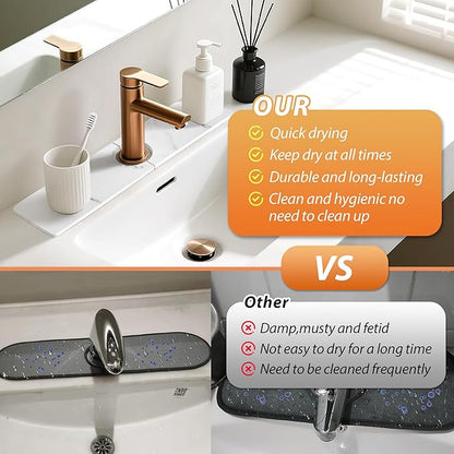 Kitchen Sink Faucet Mat, Diatomaceous Earth Quick Dry Sink Splashback Drying Mat