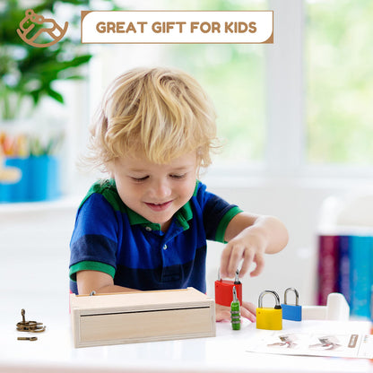 Woodtoe 8 PCS Montessori Lock and Key Toy, Montessori Toys for Toddlers 3 4 5 Year Old, Kids Tool Set, Montessori Materials Preschool Learning Toy, Fine Motor Skill, Educational Toys for Boy Girl 3-6