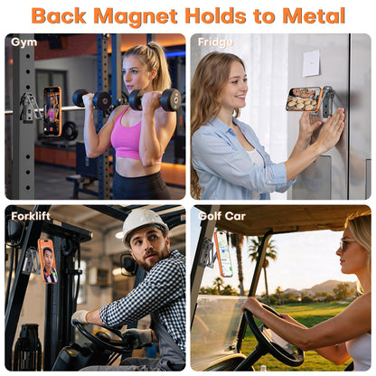 OMOTON TP06 [Equipped Lanyard] for MagSafe Tripod Hook with Magnet Back & Arca-Swiss Base, 360° Rotating with 1/4" Screw, Magnetic Phone Tripod for iPhone 17/16 Pro Max Air Fits Vlog, Travel, Gym