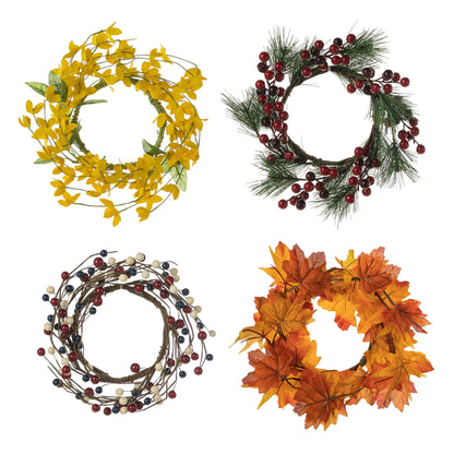 Glitzhome 5ft H Wooden Welcome Sign with 4 Interchangeable Wreaths - Spring/Patriotic/Fall/Christmas Floral Wreaths, Farmhouse Hang/Lean Wall Decor for Front Door, Porch, Yard - Solid Wood, Style3