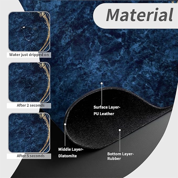 Kitchen Sink Splash Guard，Dark blue gold marble Faucet Mat Sink Gadgets-Super