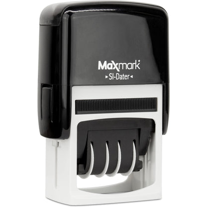 MaxMark Office Self Inking Date Stamp with Phrase Approved - 2 Color Blue/Red Ink